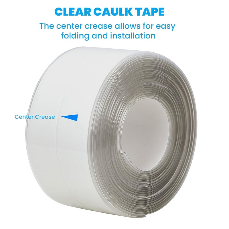 SICCOMA Clear Caulk Tape 2 Rolls Self Adhesive Waterproof Transparent Kitchen Sink Caulking Sealant Tape, Bathroom Caulk Strip for Sink, Toilet, Bath Tub, Countertop, Shower, Backsplash (Clear,1.5" x10.5Ft) - Image 3